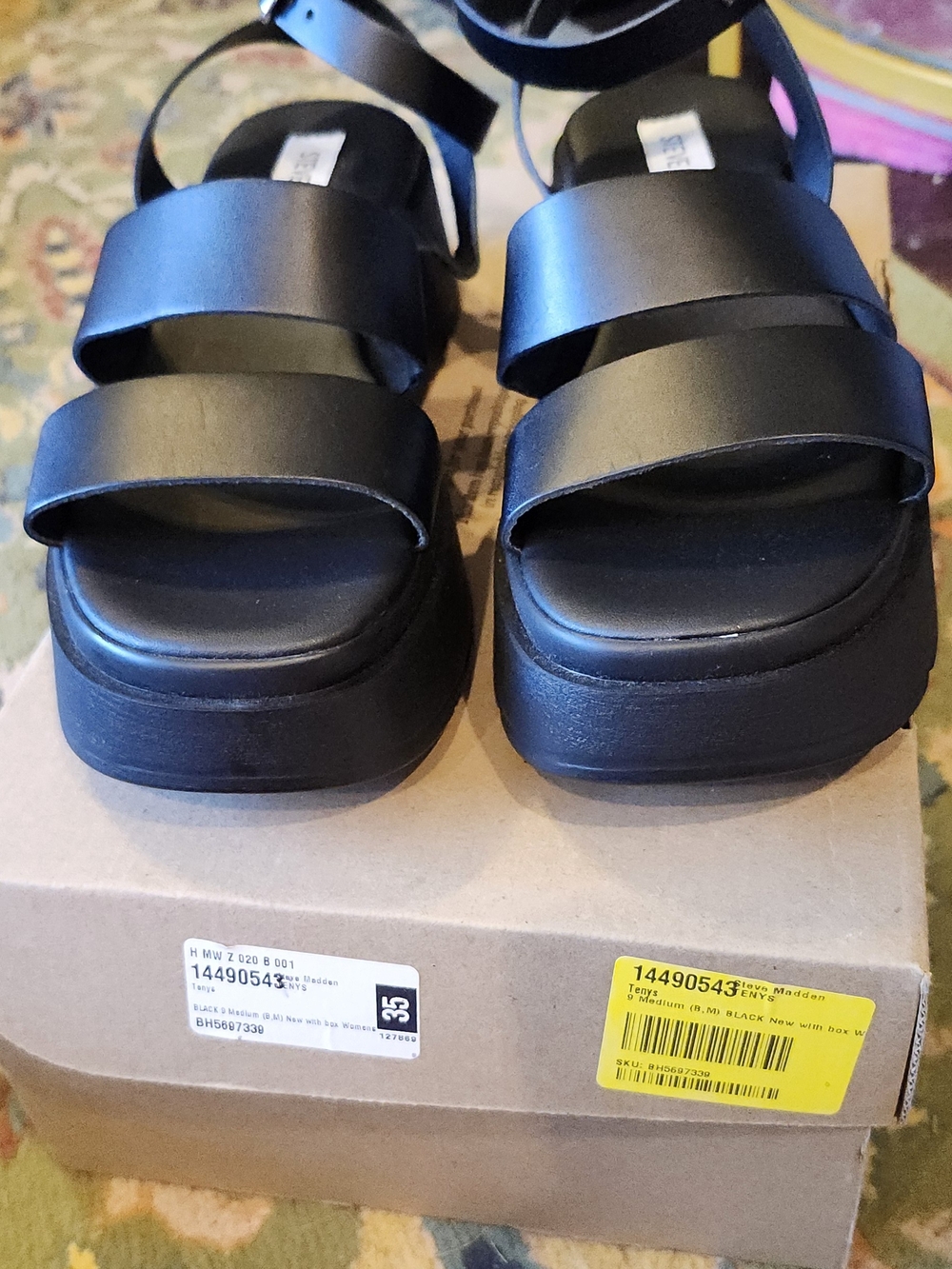 Steve Madden Black Platform Double-Strap Sandals